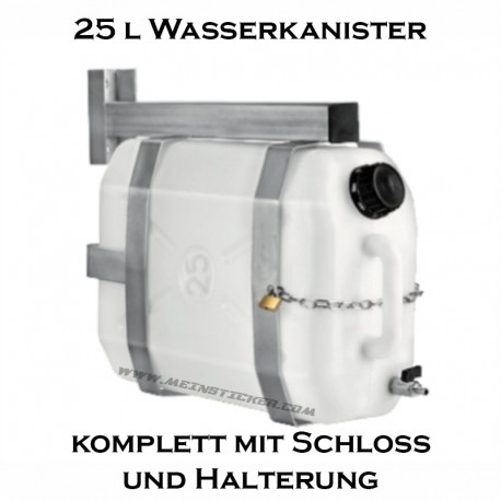 Wasserkanister 25 lt mit Halterung und Schloss bei meinsticker.com - jetzt bestellen! ✅