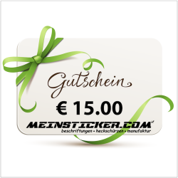 € 15.00 € Geschenkgutschein von meinsticker.com® - jetzt bestellen! ✅