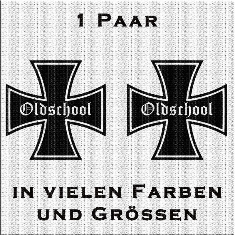 Aufkleber Eisernes Kreuz mit Schriftzug Oldschool - Paw-Sticker